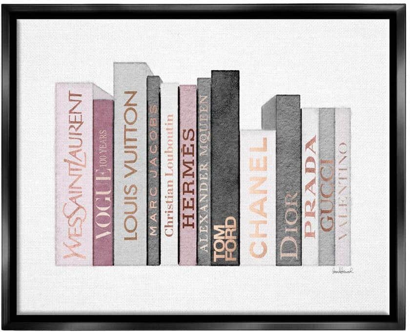 The Stupell Home Decor Collection Fashion Designer Bookstack Pink Watercolor by Amanda Greenwood Floater Frame Culture Wall Art Print 25 in. x 31 in.