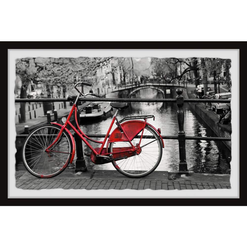 Red Bicycle on the Bridge by Marmont Hill Framed Architecture Art Print 8 in. x 12 in.