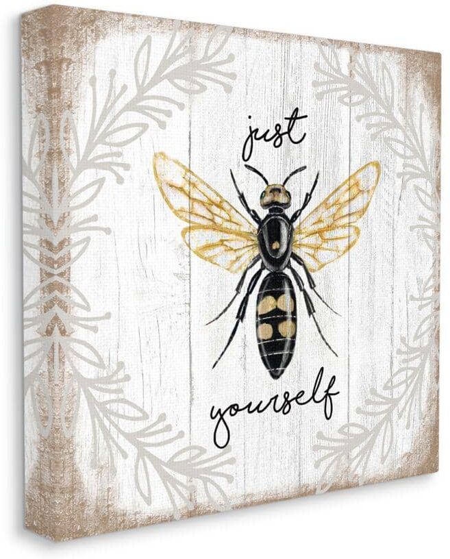 Stupell Industries Just Be Yourself Sentiment Country Charm Bee By Elizabeth Tyndall Unframed Print Country Wall Art 36 in. x 36 in.