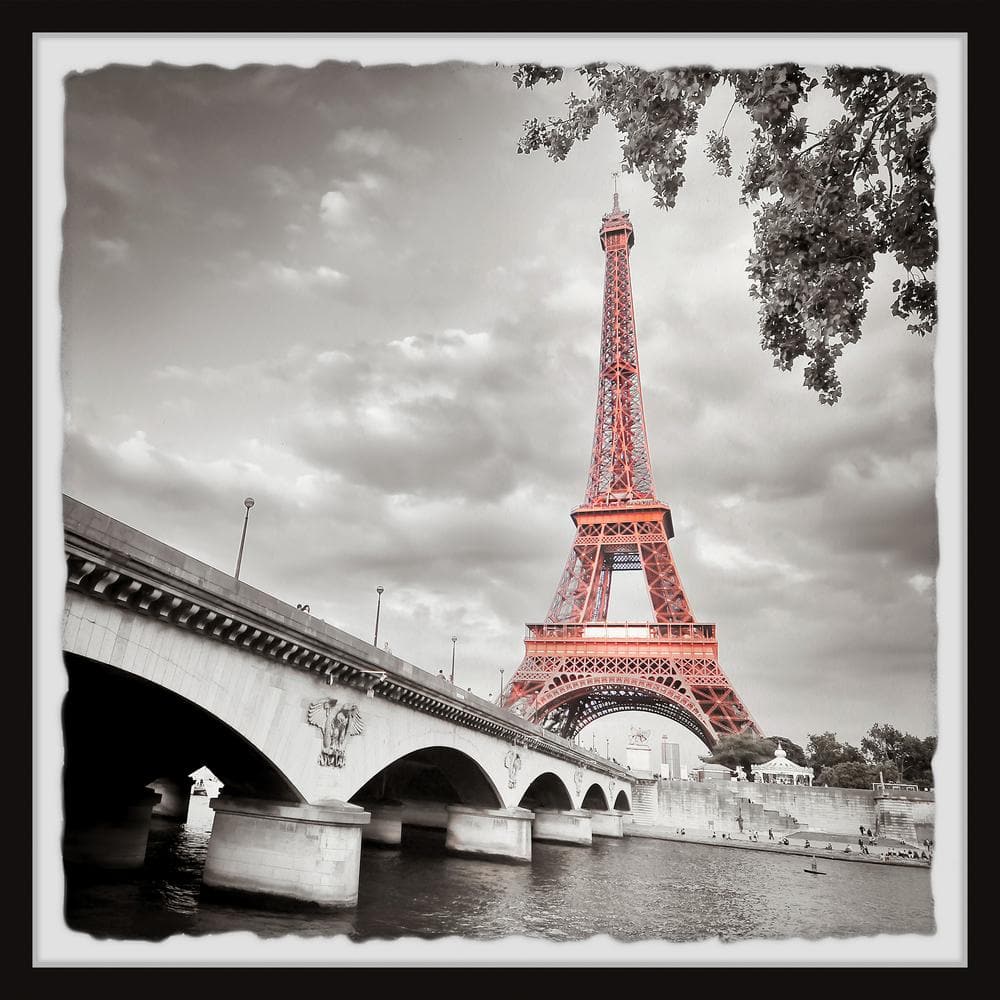 Red Eiffel Tower by Marmont Hill Framed Architecture Art Print 12 in. x 12 in.