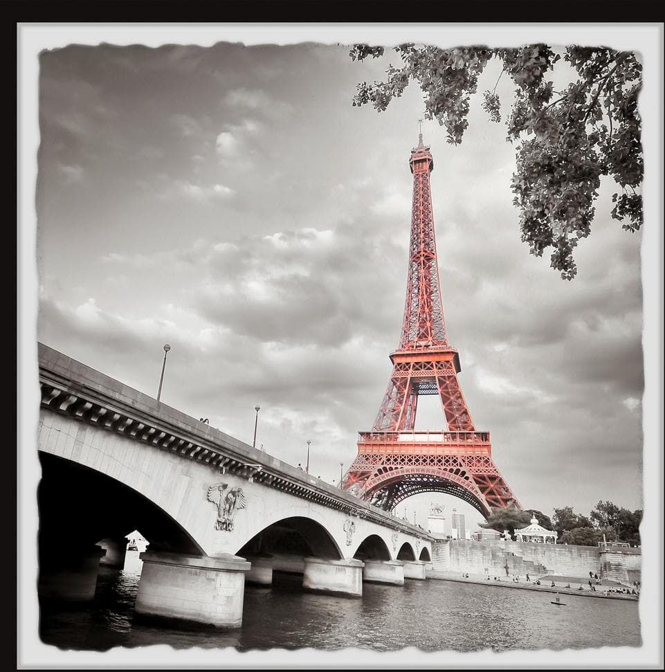 Red Eiffel Tower by Marmont Hill Framed Architecture Art Print 24 in. x 24 in.