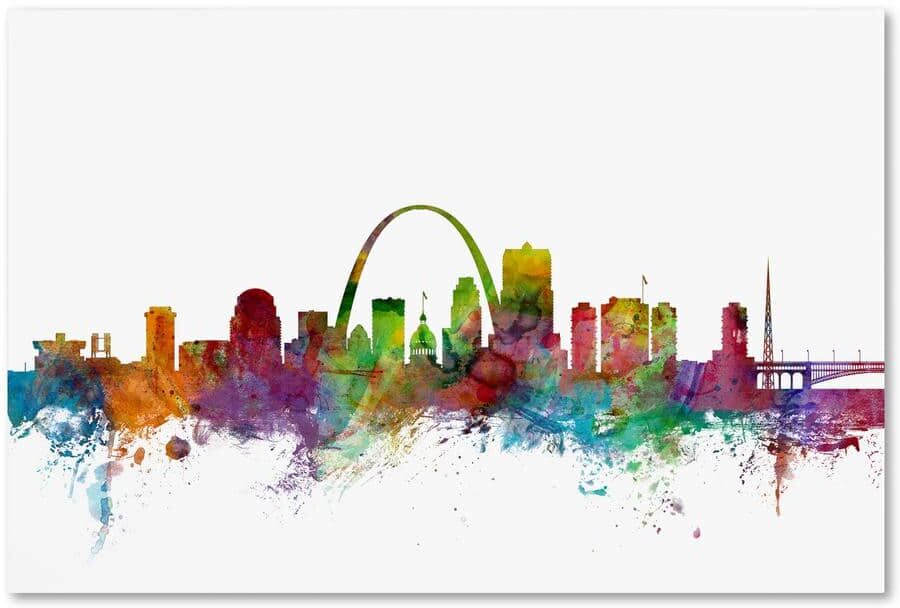 Trademark Fine Art St. Louis Missouri Skyline by Michael Tompsett Architecture Wall Art 22 in. x 32 in.