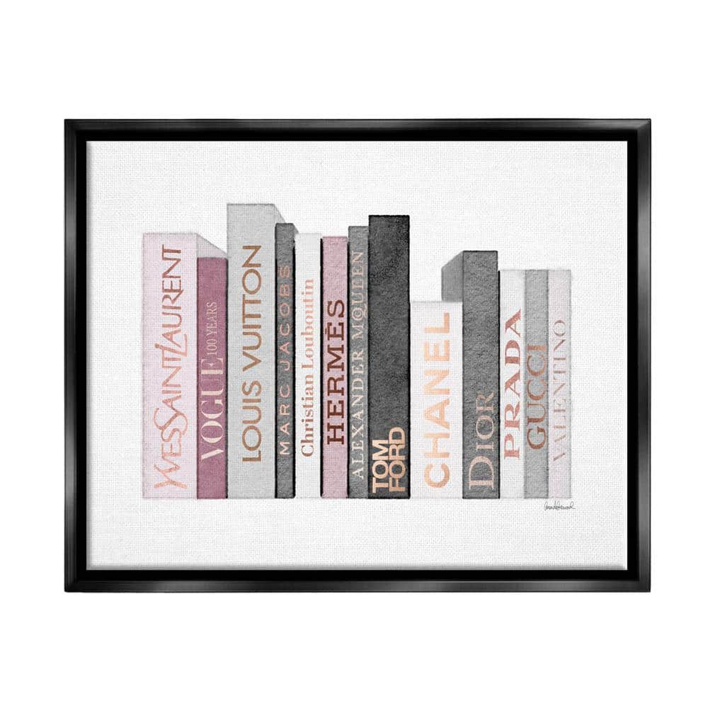 The Stupell Home Decor Collection Fashion Designer Bookstack Pink Watercolor by Amanda Greenwood Floater Frame Culture Wall Art Print 17 in. x 21 in.