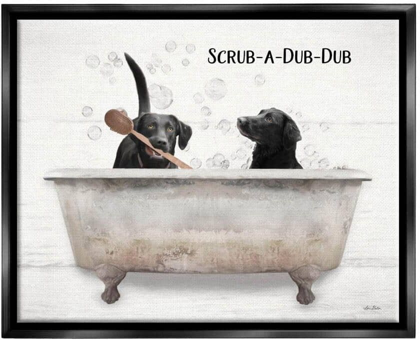 The Stupell Home Decor Collection Scrub a Dub Dub Quote Family Pet Dog Bath by Lori Deiter Floater Frame Typography Wall Art Print 21 in. x 17 in.