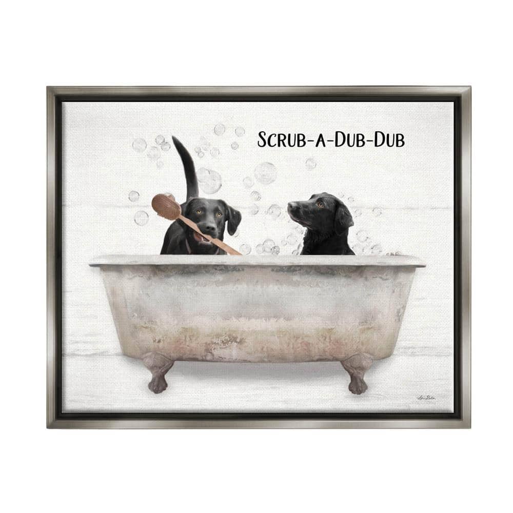 The Stupell Home Decor Collection Scrub a Dub Dub Quote Family Pet Dog Bath by Lori Deiter Floater Frame Typography Wall Art Print 21 in. x 17 in.