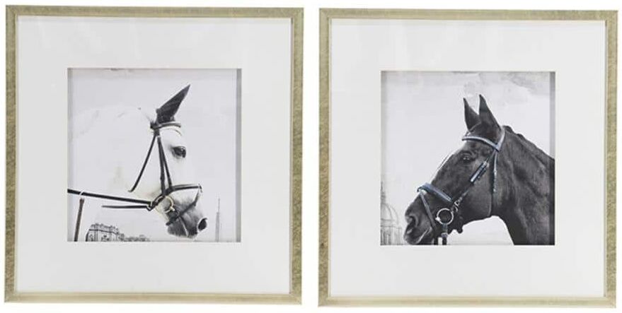 Tatahance 2-Piece Plastic Black Framed Horse Animal Wall Art Print 22 in. x 22 in