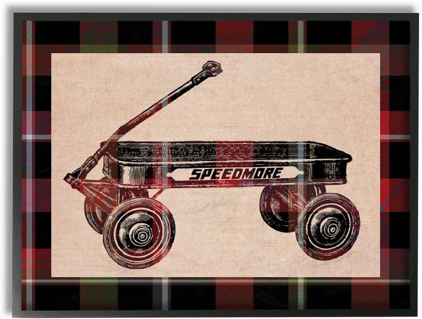 Stupell Industries 16 in. x 20 in. "Radio Flyer Plaid" by Daphne Polselli Wood Framed Wall Art