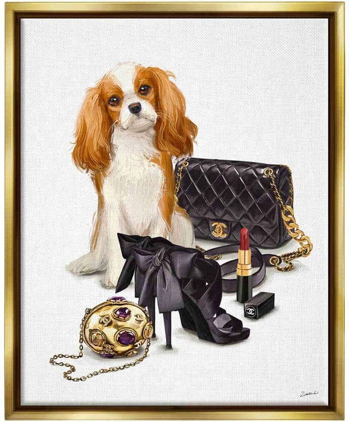 The Stupell Home Decor Collection Chick Black Fashion Accessories Stylish Glam Dog by Ziwei Li Floater Frame Animal Wall Art Print 21 in. x 17 in.