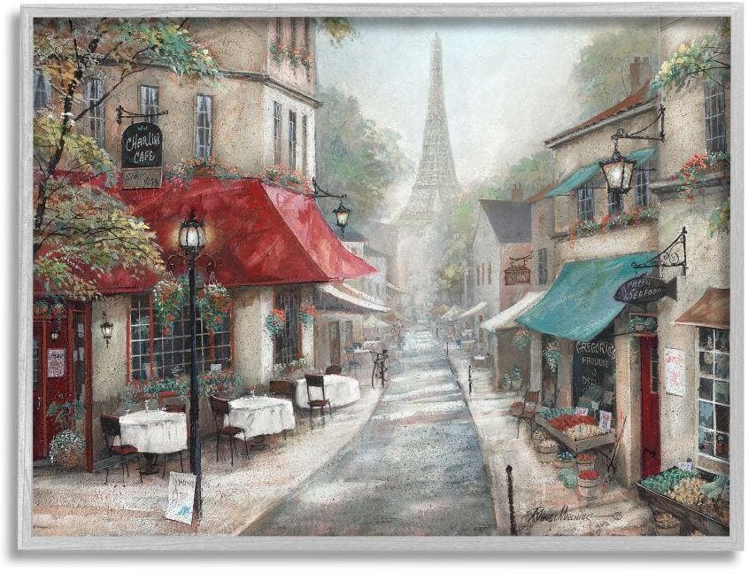 Stupell Industries Parisian Countryside Bistro Architecture By Ruane Manning Framed Print Architecture Texturized Art 24 in. x 30 in.