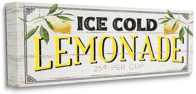 Stupell Industries Vintage Beverage Stand Sign Ice Lemonade by Jennifer Pugh Unframed Country Canvas Wall Art Print 20 in. x 48 in.