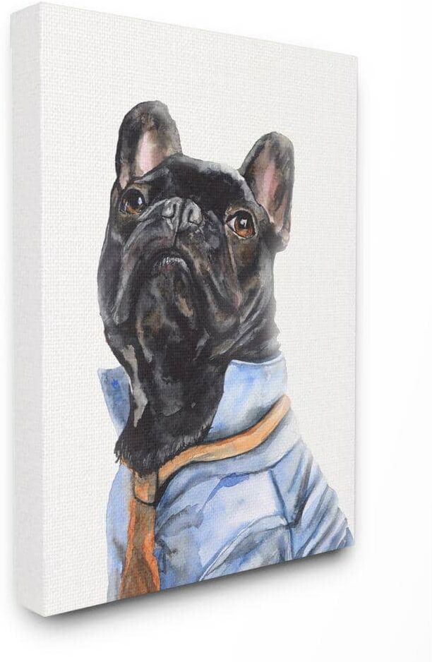 Stupell Industries 16 in. x 20 in. "French Bulldog Fashion Dog Pet" by George Dyachenko Canvas Wall Art