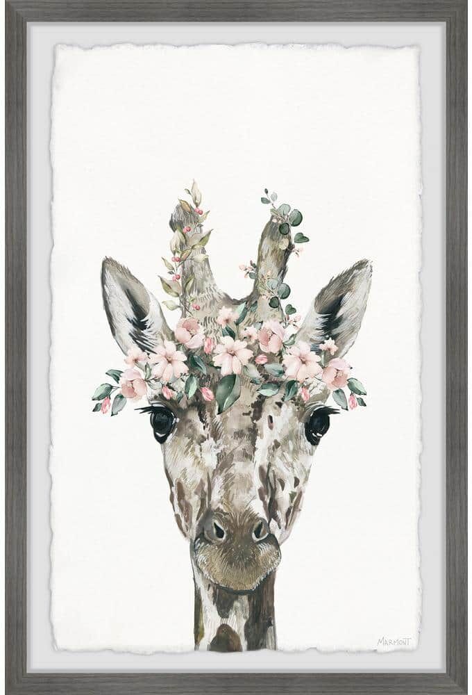 Floral Crowned Giraffe by Marmont Hill Framed Animal Art Print 18 in. x 12 in.