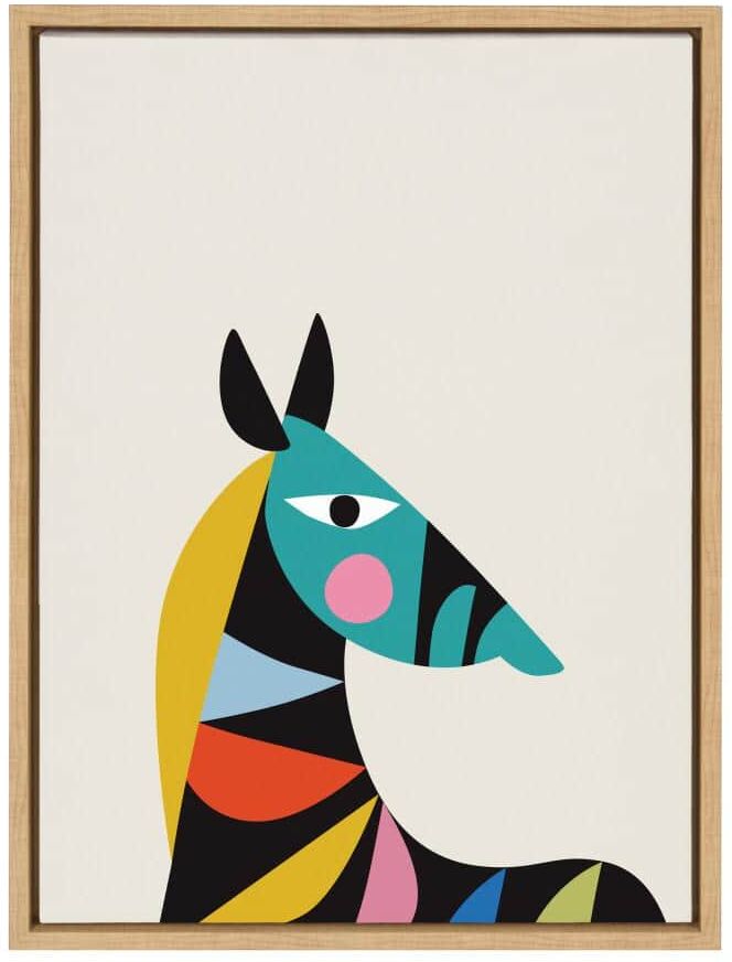 Kate and Laurel Sylvie "Mid Century Modern Baby Zebra" by Rachel Lee of My Dream Animal Framed Canvas Wall Art 24 in. x 18 in.