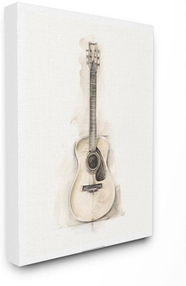 Stupell Industries 16 in. x 20 in. "Acoustic Guitar Watercolor Drawing" by Ethan Harper Canvas Wall Art