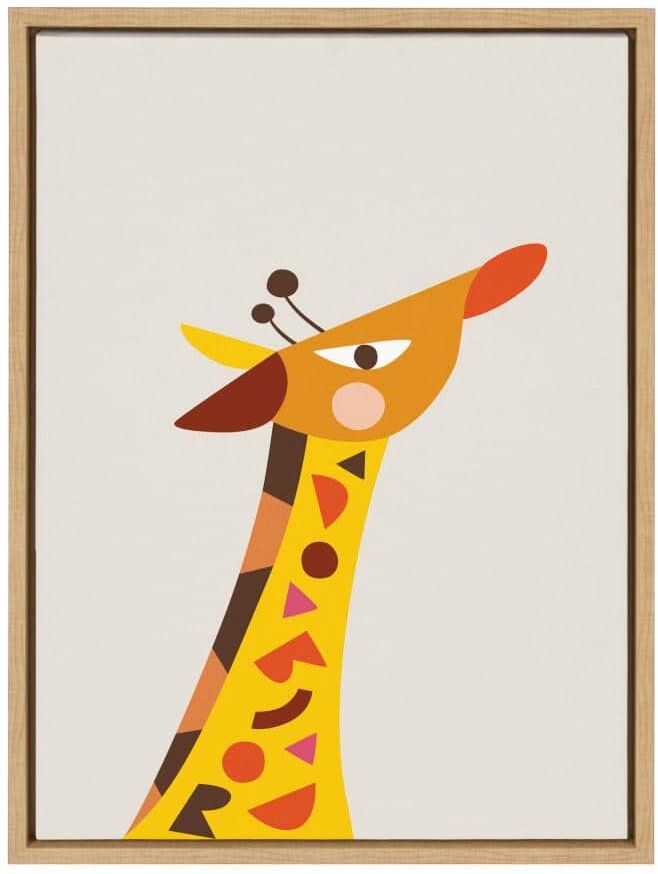 Kate and Laurel Sylvie "Mid Century Modern Baby Giraffe" by Rachel Lee of My Dream Wall 24 in. x 18 in. Framed Canvas Wall Art