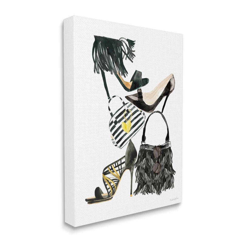 Stupell Industries Fashion Accessory Stack Shoes and Purseby Mercedes Lopez Charro Unframed Abstract Canvas Wall Art Print 30 in x 40 in