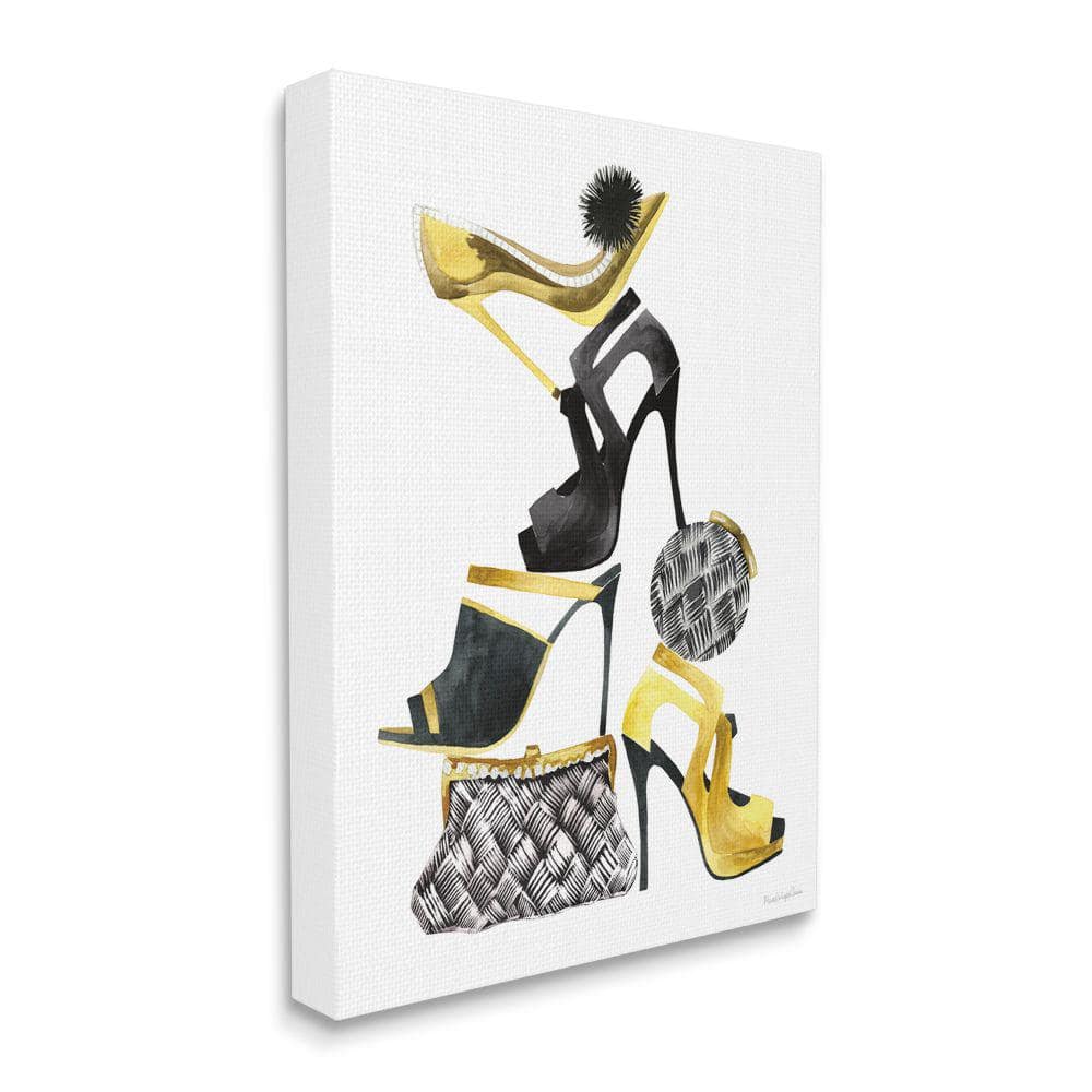Stupell Industries Fashion Accessories Shoes and Purses by Mercedes Lopez Charro Unframed Abstract Canvas Wall Art Print 16 in. x 20 in.