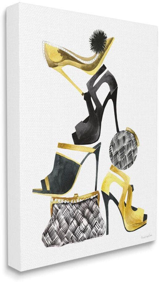 Stupell Industries Fashion Accessories Shoes and Purses by Mercedes Lopez Charro Unframed Abstract Canvas Wall Art Print 24 in. x 30 in.