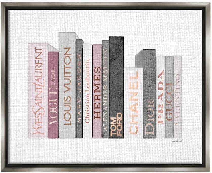 The Stupell Home Decor Collection Fashion Designer Bookstack Pink Watercolor by Amanda Greenwood Floater Frame Culture Wall Art Print 25 in. x 31 in.