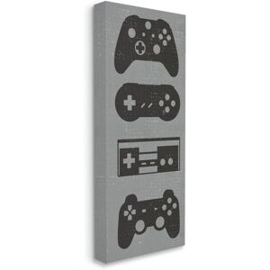 Stupell Industries Video Game Controller Shapes Distressed Grey by Daphne Polselli Unframed Fantasy Canvas Wall Art Print 13 in. x 30 in.