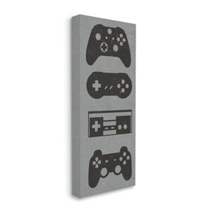 Stupell Industries Video Game Controller Shapes Distressed Grey by Daphne Polselli Unframed Fantasy Canvas Wall Art Print 20 in. x 48 in.