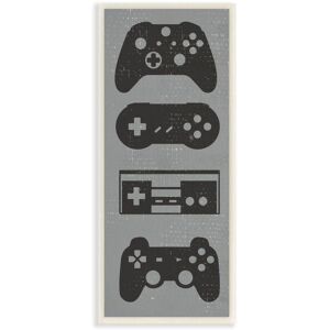 Stupell Industries Video Game Controller Shapes Distressed Grey by Daphne Polselli Unframed Fantasy Wood Wall Art Print 7 in. x 17 in.