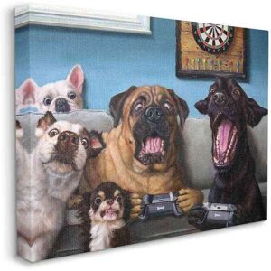 Stupell Industries Funny Dogs Playing Video Games Pet Portrait by Lucia Heffernan Unframed Animal Canvas Wall Art Print 16 in. x 20 in.