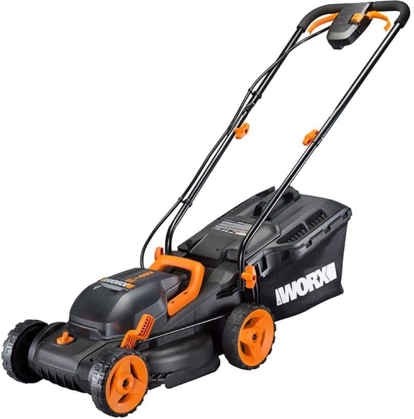 Worx POWER SHARE 40-Volt 14 in. Cordless Battery Walk Behind Mower with Mulching & Intellicut, (Battery & Charger Included)