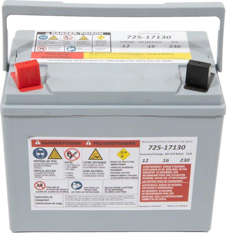 MTD Genuine Factory Parts Replacement 12-Volt 16 Ah 230 CCA Sealed AGM Riding Lawn Mower Battery