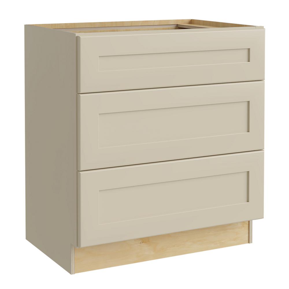 Home Decorators Collection Nashville Cream Painted Plywood Shaker Stock Assembled Base Kitchen Cabinet 3 Drawers (30 in. x 34.5 in. x 24 in.)