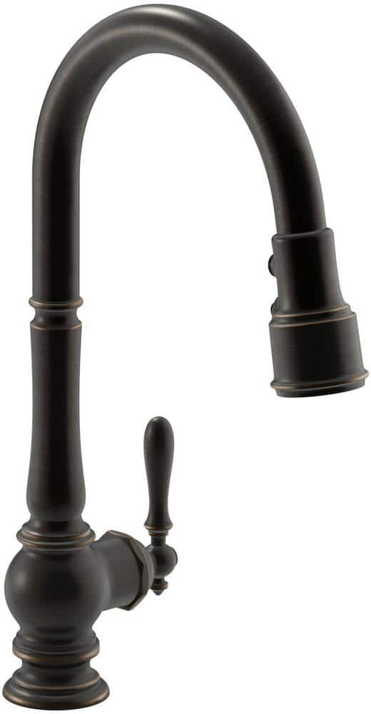 KOHLER Artifacts Single-Handle Touchless Pull-Down Sprayer Kitchen Faucet in Oil-Rubbed Bronze