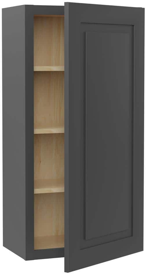 Home Decorators Collection Grayson Deep Onyx Painted Plywood Shaker Assembled Wall Kitchen Cabinet Soft Close 21 in W x 12 in D x 42 in H