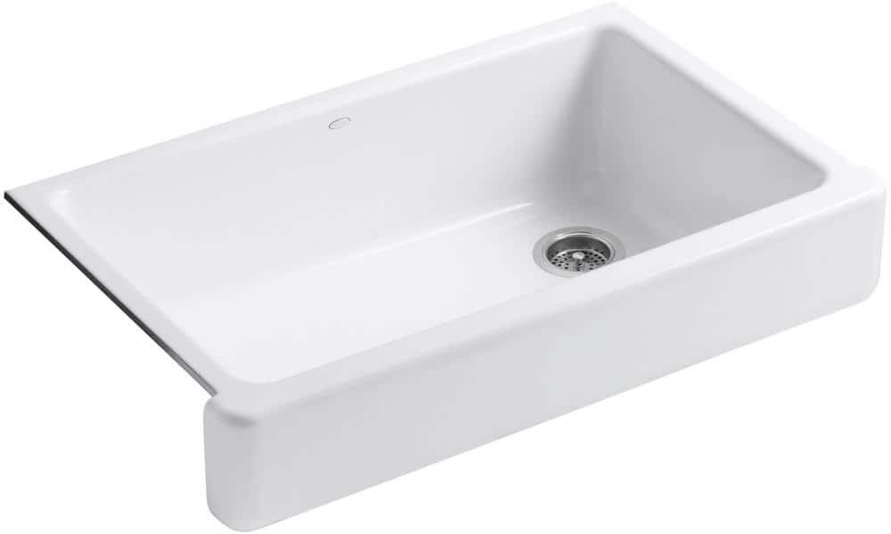 KOHLER Whitehaven Farmhouse Apron Front Self-Trimming Cast Iron 36 in. Single Bowl Kitchen Sink in White