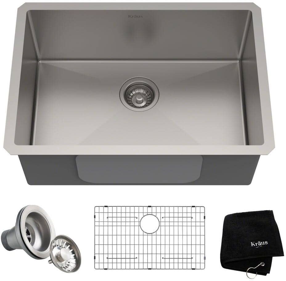 KRAUS Standart PRO Undermount Stainless Steel 26 in. Single Bowl Kitchen Sink