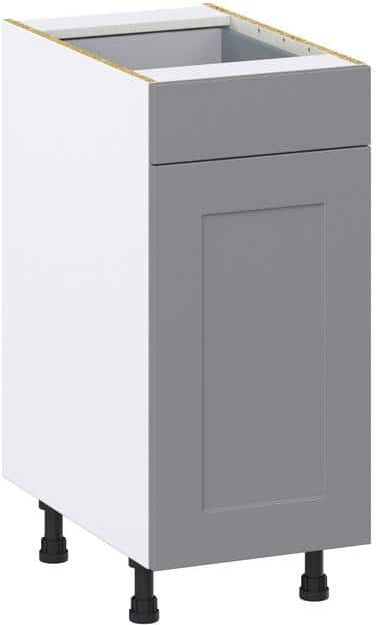 J COLLECTION Bristol Painted Slate Gray Shaker Assembled Base Kitchen Cabinet With a Pull Out (15 in. W x 34.5 in. H x 24 in. D)