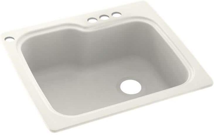 Swan Dual-Mount Bisque Solid Surface 25 in. x 22 in. 4-Hole Single Bowl Kitchen Sink