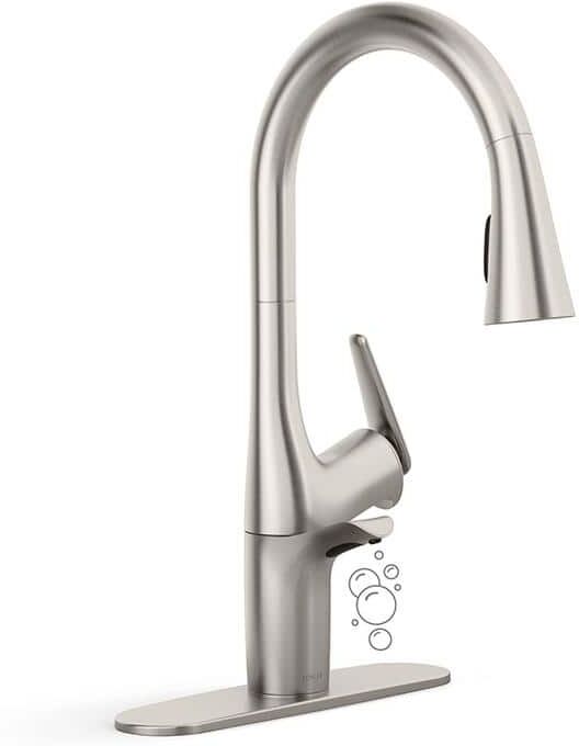 KOHLER Safia 1-Handle Pull Down Sprayer Kitchen Faucet with Integrated Soap Dispenser in Vibrant Stainless