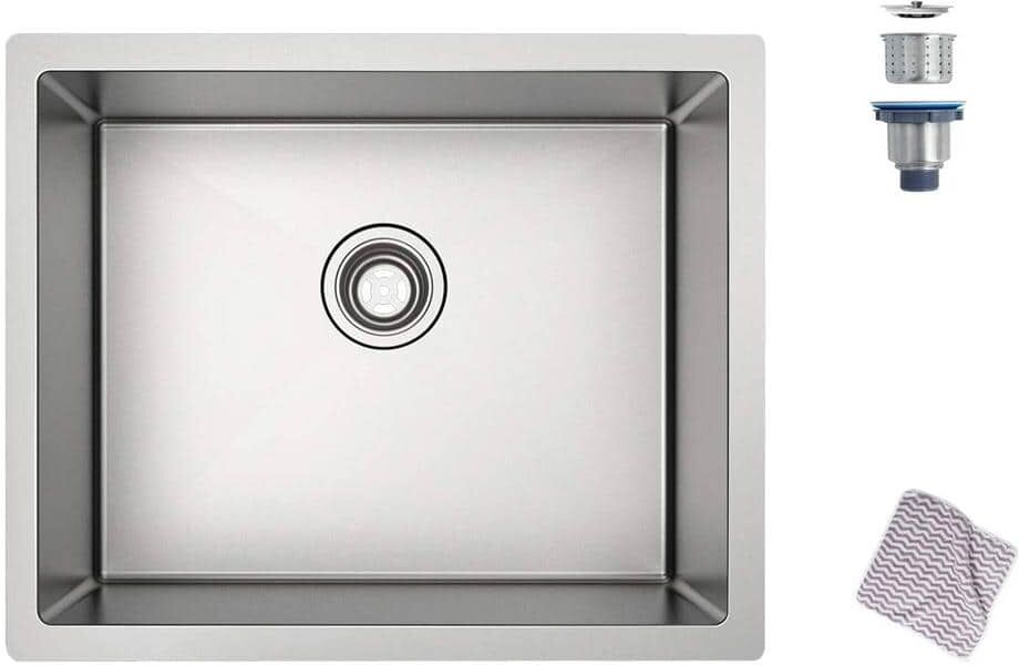 Stainless Steel 27 in. L Single Bowl Undermount Kitchen Sink without Faucet