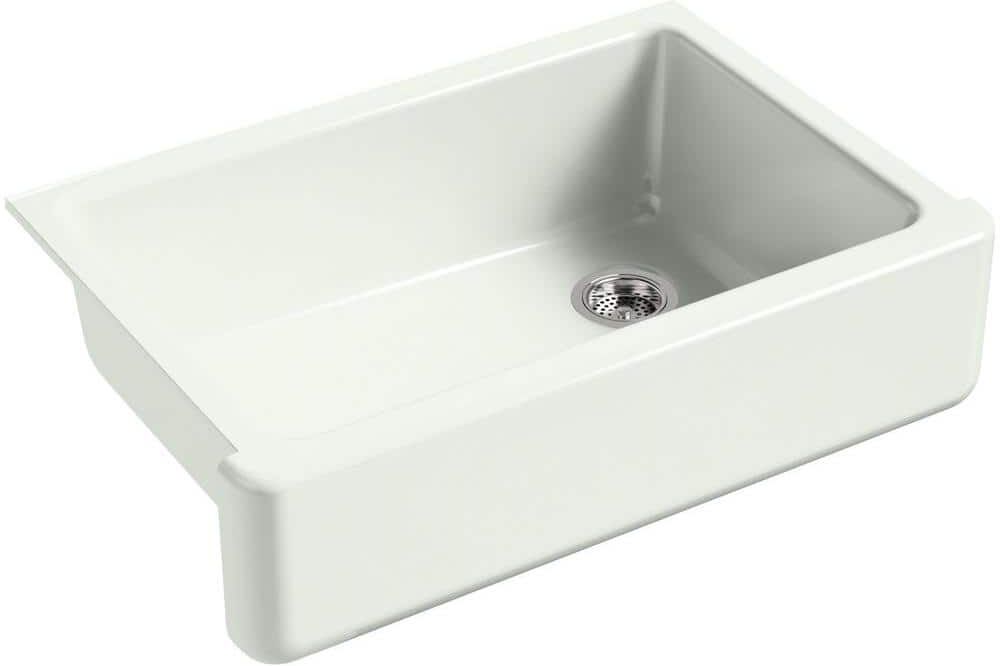 KOHLER Whitehaven Farmhouse Apron-Front Cast-Iron 33 in. Single Basin Kitchen Sink in Sea Salt