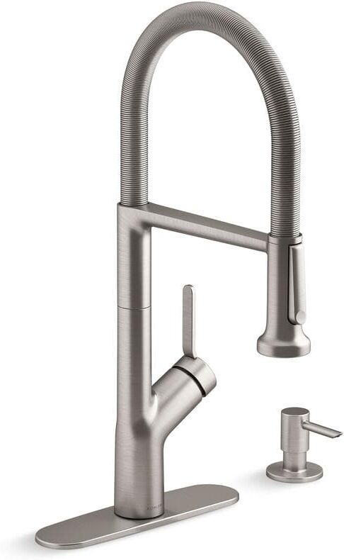 KOHLER Setra Single-Handle Semi-Professional Kitchen Sink Faucet with Soap Dispenser in Vibrant Stainless