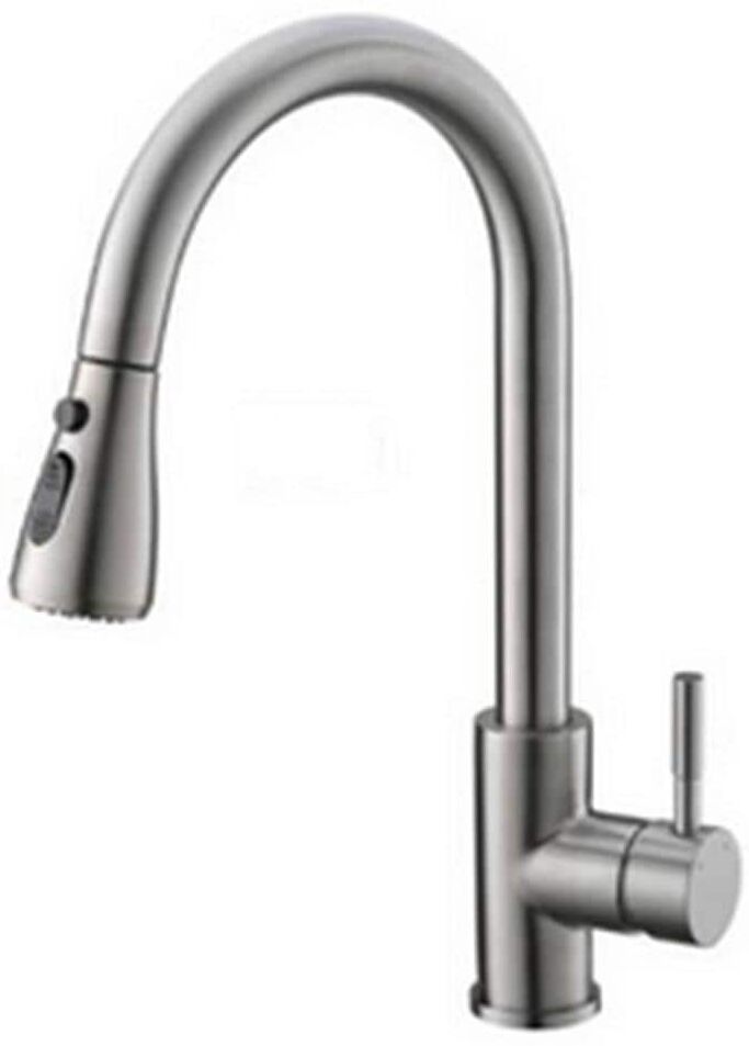 matrix decor Single Hole Single Handle Pull Down Sprayer Kitchen Faucet in Brushed Nickel