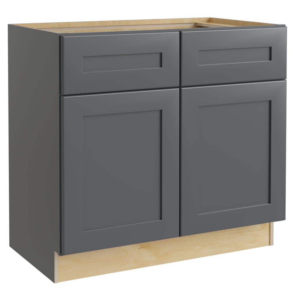 Home Decorators Collection Newport Deep Onyx Plywood Shaker Assembled Vanity Sink Base Kitchen Cabinet Sft Cl 36 in W x 21 in D x 34.5 in H