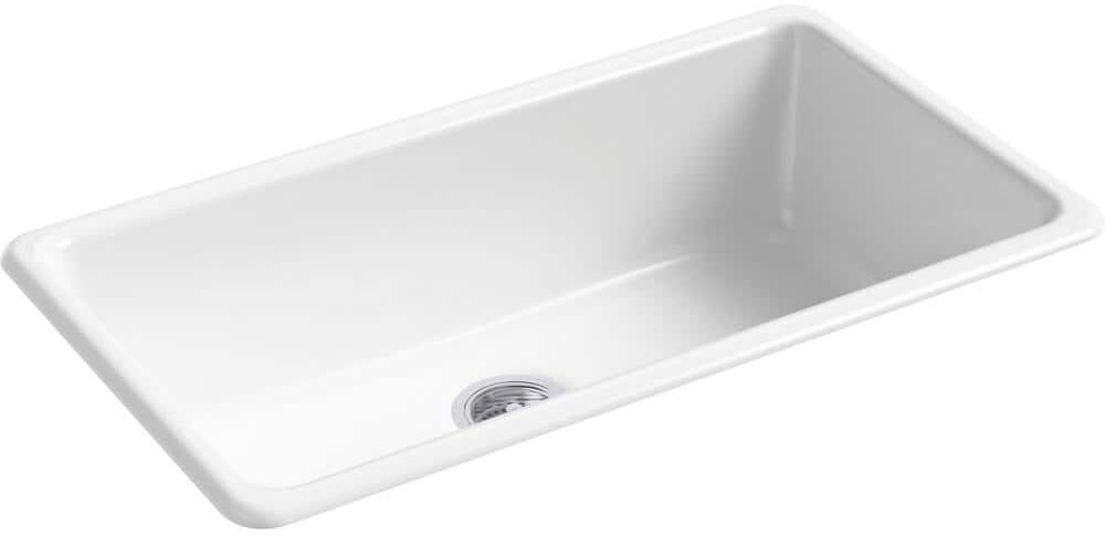 KOHLER Iron/Tones Drop-In/Undermount Cast Iron 33 in. Single Bowl Kitchen Sink in White