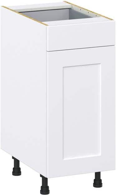 J COLLECTION Wallace Painted Warm White Shaker Assembled Base Kitchen Cabinet With a Pull Out (15 in. W x 34.5 in. H x 24 in. D)