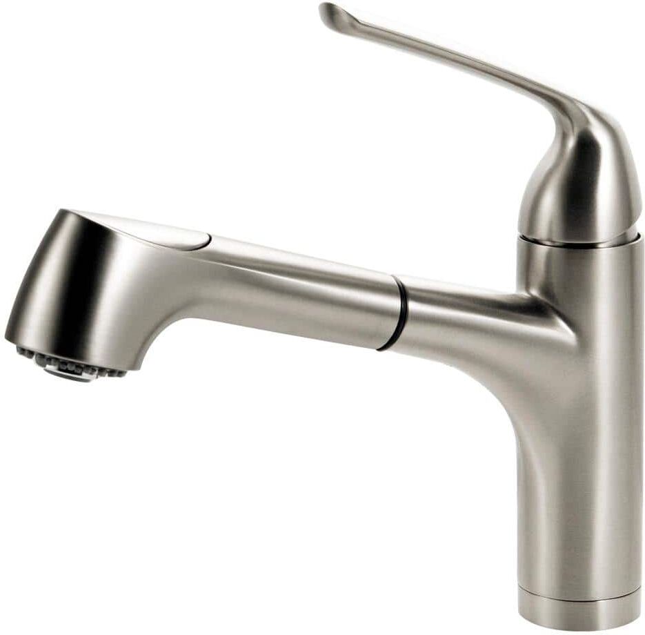 HOUZER Calia Single-Handle Bar Faucet with Pull Out and CeraDox Technology in Brushed Nickel