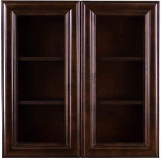 LIFEART CABINETRY Edinburgh Espresso Plywood Glass Door Stock Assembled Wall Kitchen Cabinet (33 in. W x 36 in. H x 12 in. D)