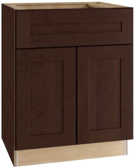 Home Decorators Collection Franklin Stained Manganite Plywood Shaker Assembled Vanity Sink Base Kitchen Cabinet Sf Cl 27 in W x 21 in D x 34.5 in H