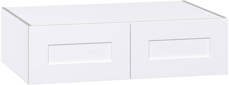 J COLLECTION Wallace Painted Warm White Shaker Assembled Deep Wall Bridge Kitchen Cabinet (36 in. W x 10 in. H x 24 in. D)