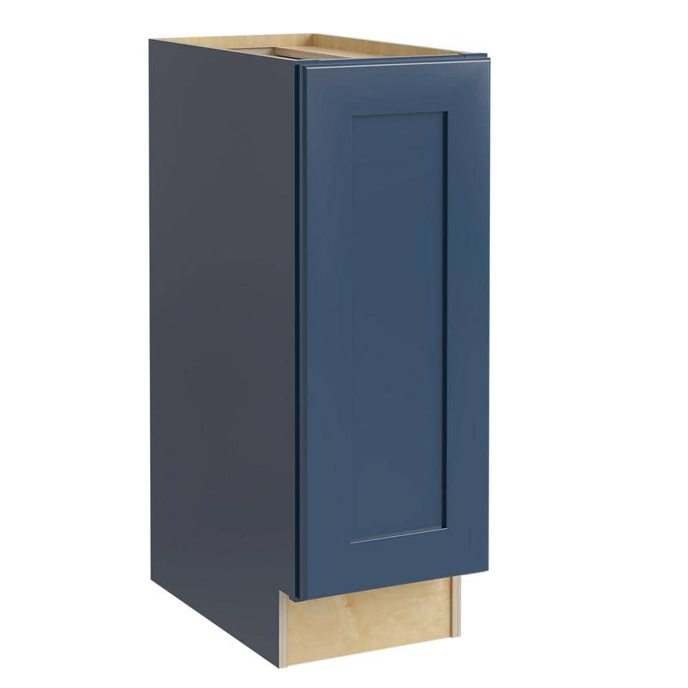Home Decorators Collection Newport Blue Painted Plywood Shaker Assembled Bath Cabinet FH Soft Close Left 12 in W x 21 in D x 34.5 in H