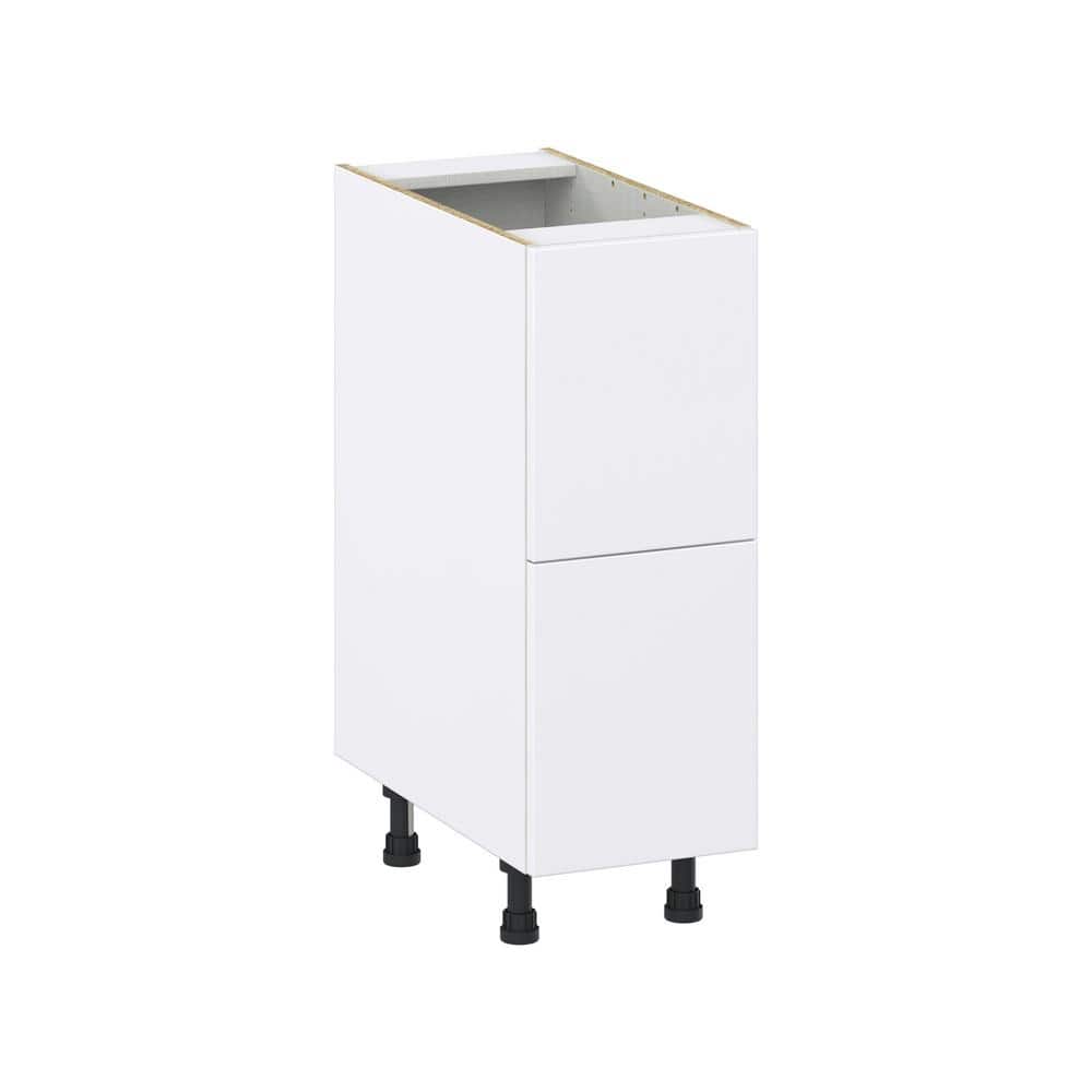J COLLECTION Fairhope Bright White Slab Assembled Base Kitchen Cabinet with 2 Drawers (12 in. W X 34.5 in. H X 24 in. D)